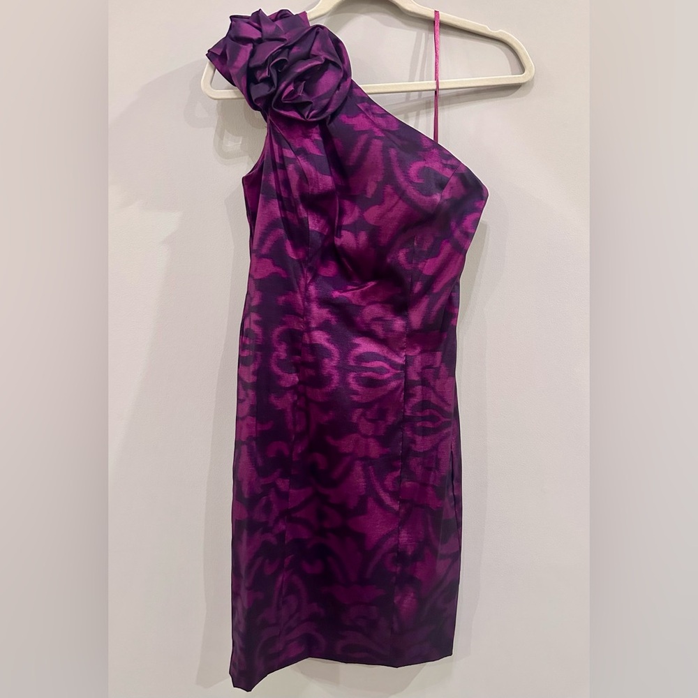 PARTY DRESS- SL FASHIONS FUSCHIA PRINT NEW SIZE 6 One shoulder